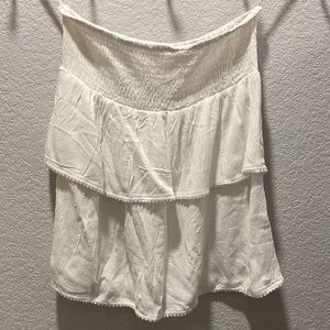 Sim & Sam tiered mini skirt white eyelet small ruffle elastic waist Sz L juniors